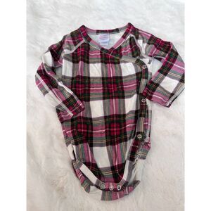 Hanna Andersson plaid Christmas holiday onesie 85‎ 2T